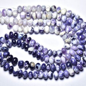 Tiffany Opal Rondelle Beads - 8.5 Inches - Beautiful Natural Smooth Tiffany Opal Purple Opal Smooth Rondelle - Size Is 8 - 9.5 Mm #2587
