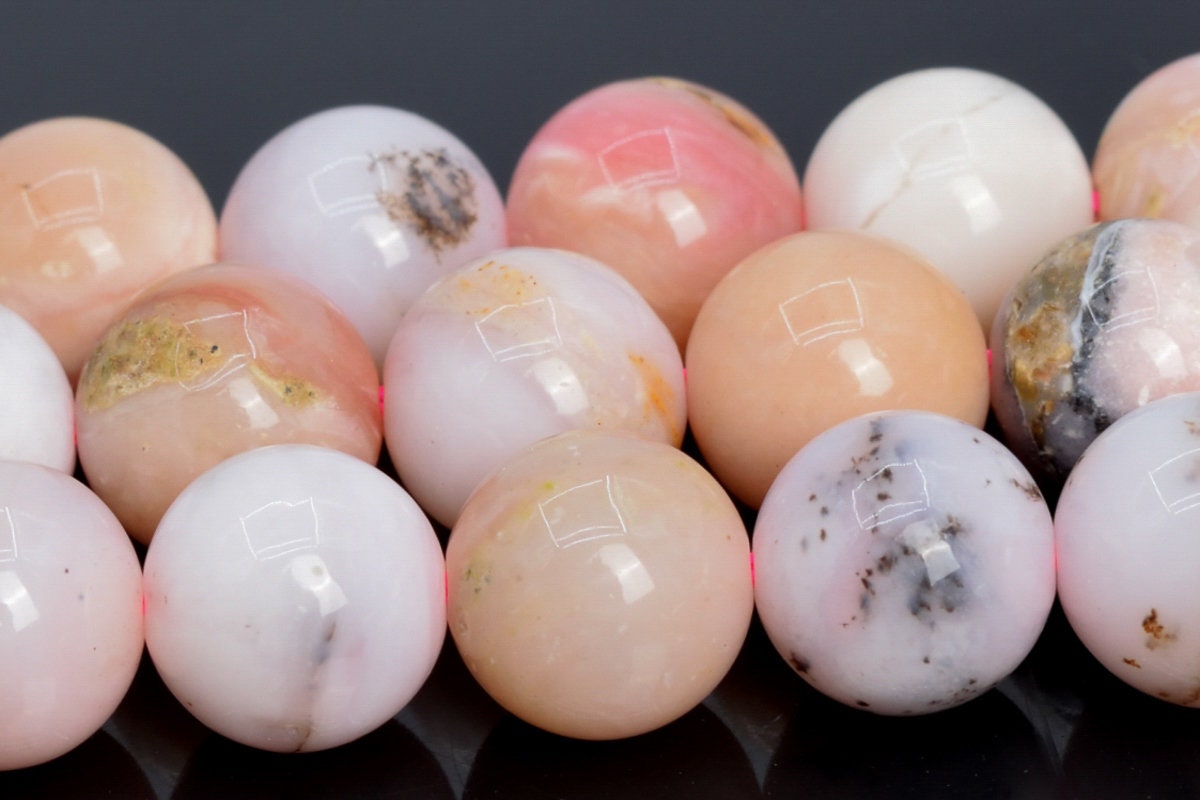 11mm Light Pink Opal Beads Peru Grade A+ Genuine Natural Gemstone Round Loose Beads 15.5" / 7.5" Bulk Lot Options (108843)