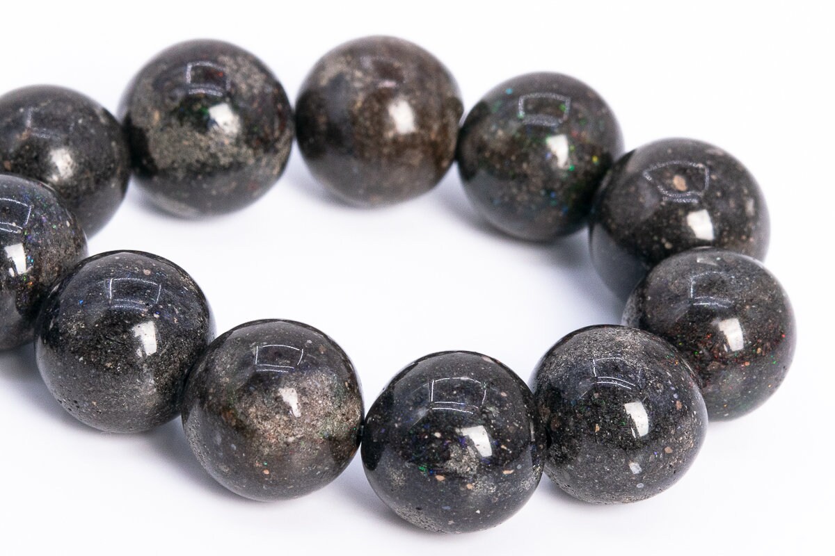 11mm Rainbow Sparkles Andamooka Black Matrix Opal Beads Aaa Genuine Natural Half Strand Round Beads 7.5" Bulk Lot Options (113208h-3650)