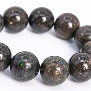 12mm Rainbow Sparkles Brown Black Andamooka Black Matrix Opal Beads Aa+ Genuine Natural Gemstone Half Strand Round Beads 8" (113193h-3648)