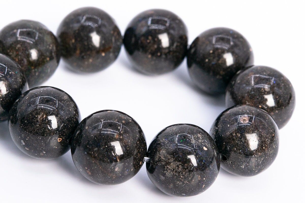 13mm Rainbow Sparkles Brown Black Andamooka Black Matrix Opal Beads Aa Genuine Natural Gemstone Half Strand Round Beads 8" (113212h-3651)