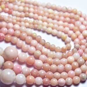 18 inches - Natural Smooth Peruvian Pink Opal Round Beads - Size is 4-7 mm #1618