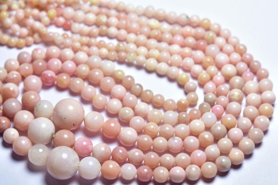 18 Inches - Natural Smooth Peruvian Pink Opal Round Beads - Size Is 4-7 Mm #1618