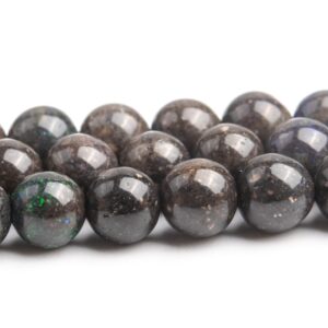 5-6mm Rainbow Sparkles Andamooka Black Matrix Opal Genuine Natural Aaa Gemstone Round Loose Beads 15.5" / 7.5" Bulk Lot Options (123099)