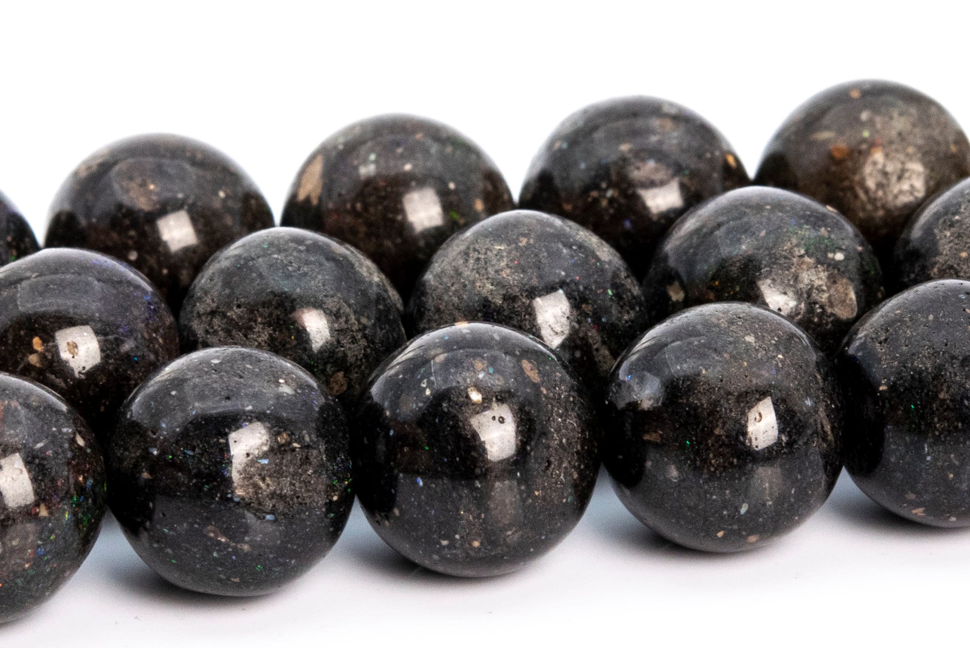 9-10mm Rainbow Sparkles Brown Black Andamooka Black Matrix Opal Beads Aa+ Genuine Natural Round Loose Beads 15.5 Bulk Lot Options(113188)