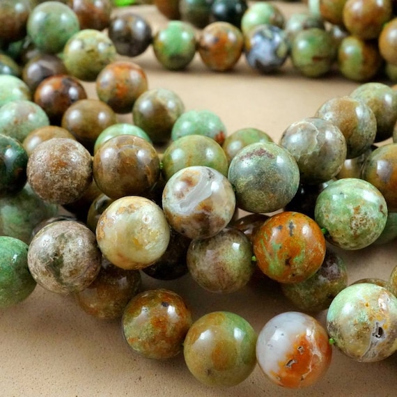 African Green Opal Beads (round)(smooth)(6mm)(8mm)(10mm)(16"strand)
