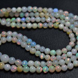 Beautiful Ethiopian Opal Bead Natural Smooth Fire Play 8 Inches Strand Ethiopian Opal Round Beads - Size Is 4 - 6mm #973