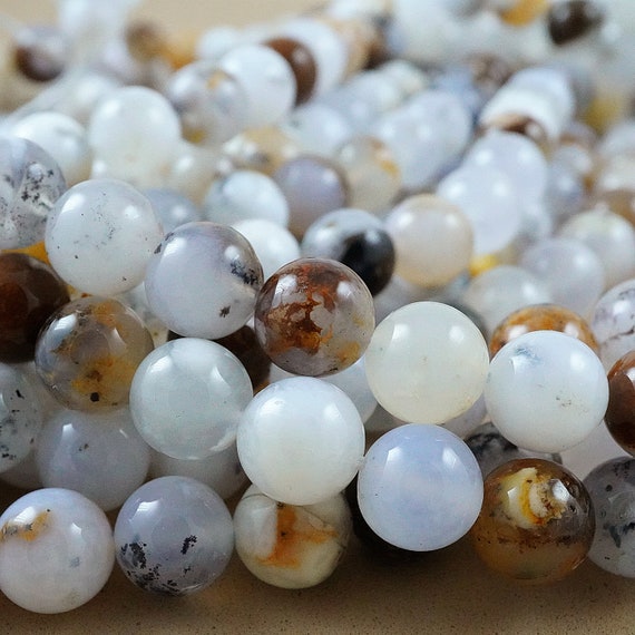 Dendritic Opal Beads (round)(smooth)(6mm)(8mm)(10mm)(16"strand)