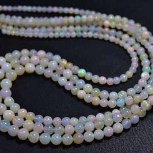 Ethiopian Opal Round Beads - Natural Beautiful Smooth White Ethiopian Opal Round Bead - 8.5 Inches - Size Is 3.5 - 6mm #1439