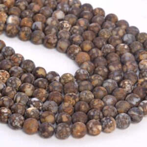 Genuine Natural Matte Coffee Brown Opal Loose Beads Grade Aaa Round Shape 8mm 10mm 12mm