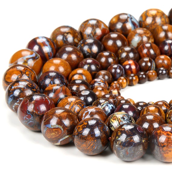 Natural Australian Yowah Matrix Opal Gemstone Grade Aaa Round 4mm 5mm 6mm 7mm 8mm 9mm 10mm 11mm 12mm Loose Beads Bulk Lot (d238)