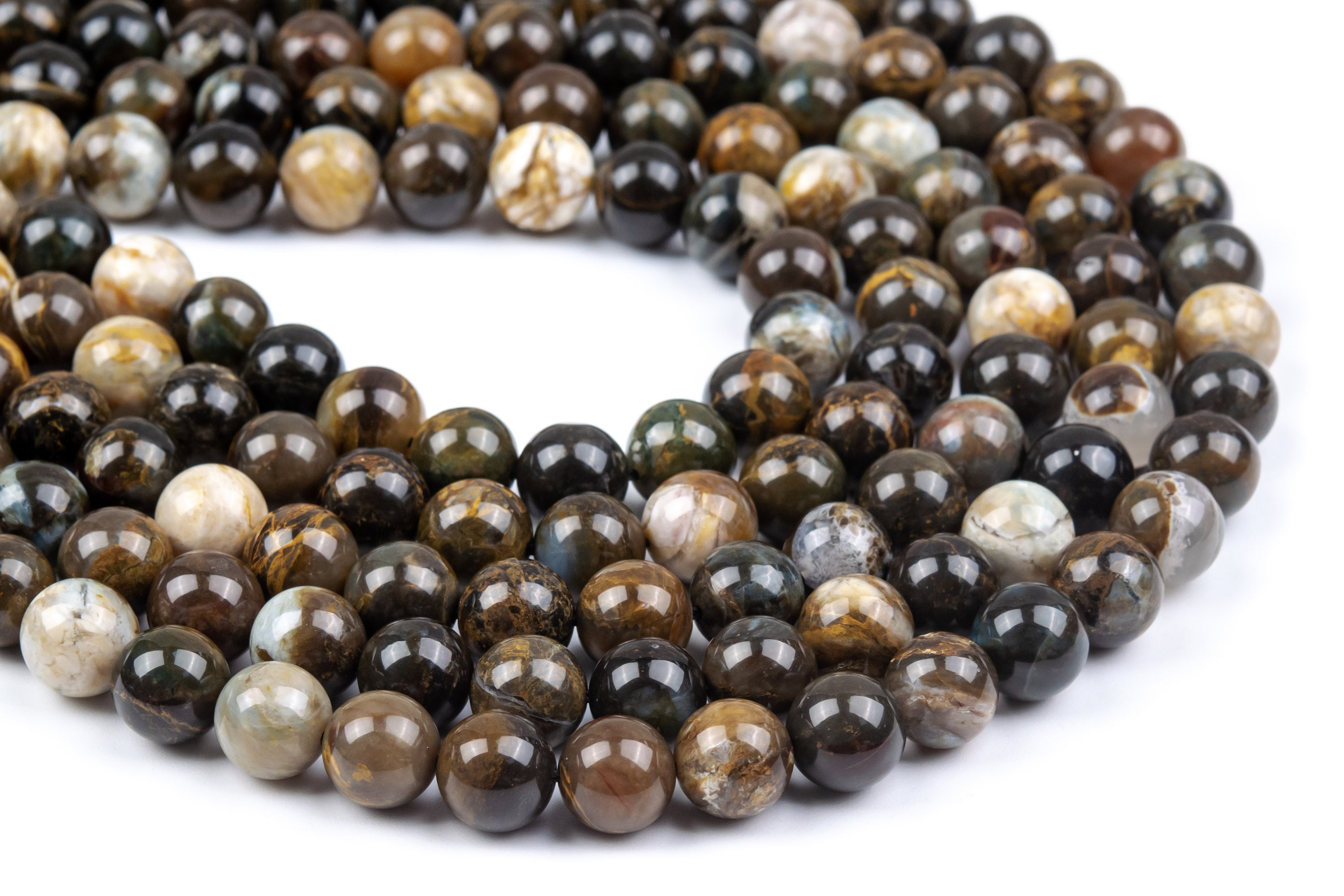 Natural Brown Blue Opal Beads Indonesia Round Loose Beads 8mm 10mm Bulk Lot Options