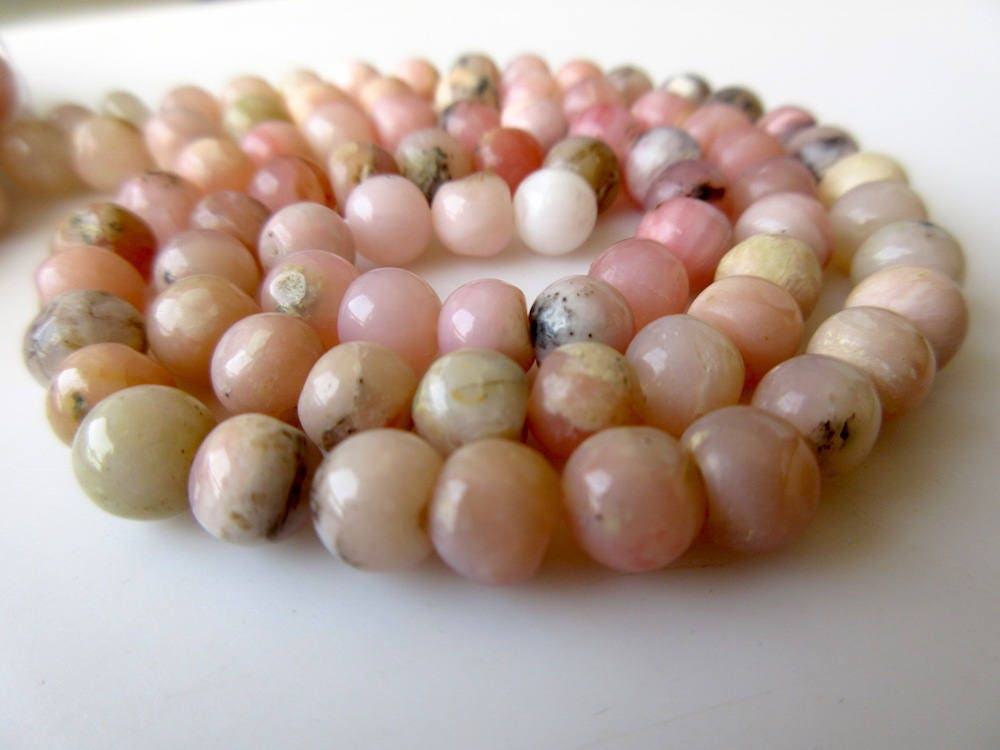 Natural Pink Opal Smooth Round Beads, Peruvian Pink Opal Beads, 6mm To 7mm Beads, 7mm And 9mm Beads, Pink Opal Jewelry, Gds916