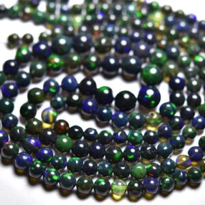 Superb Ethiopian Opal Round Beads - 16 Inches,natural Black Ethiopian Opal Round Smooth Beads,size Is 4-6mm #1025