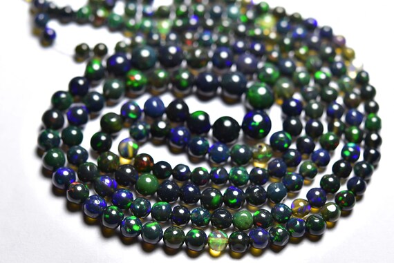 Superb Ethiopian Opal Round Beads - 16 Inches,natural Black Ethiopian Opal Round Smooth Beads,size Is 4-6mm #1025