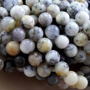 White Dendritic Opal Beads (round)(smooth)(4mm)(6mm)(8mm)(10mm)(16"strand)