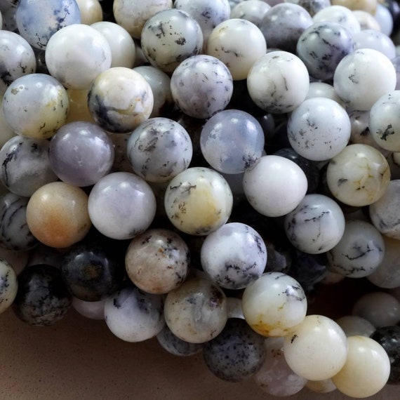 White Dendritic Opal Beads (round)(smooth)(4mm)(6mm)(8mm)(10mm)(16"strand) White Dendritic Opal Beads (round)(smooth)(4mm)(6mm)(8mm)(10mm)(16"strand)