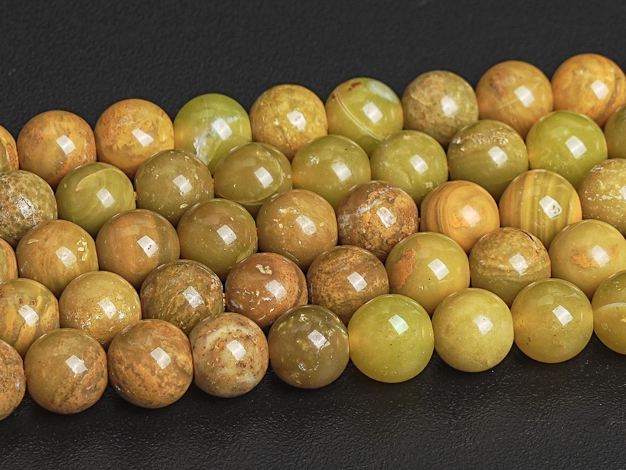 Yellow Green Opal Beads Genuine Natural Grade Aaa Gemstone Round Loose Beads 6mm 8mm 10mm 12mm Bulk Lot Options