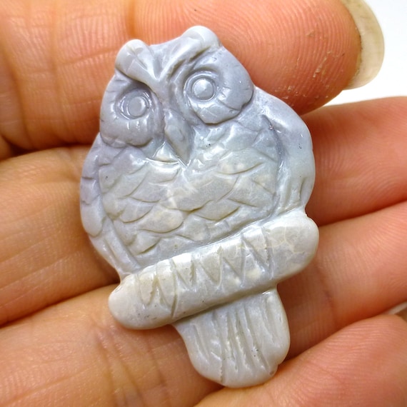 24.895 Carats Owl Carving Solid Australian Lightning Ridge Black Opal Jelly One Of A Kind Boulder Hand Carved White Grey Hoot Great Horned