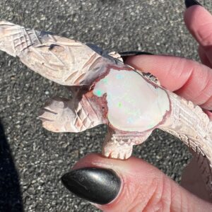 Opal Alligator Carving, Crystal Crocodile, Rainbow Precious Opal, Mexican Opal In Matrix, Florida Gift, Gator Figurine, , Wife