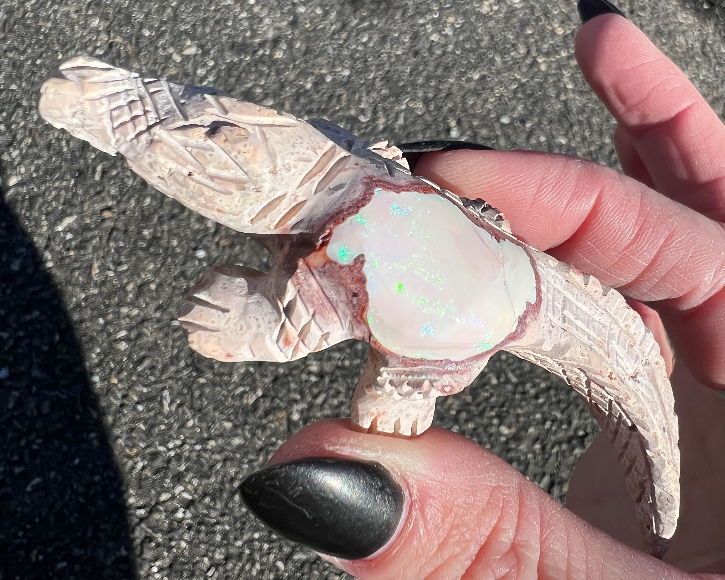 Opal Alligator Carving, Crystal Crocodile, Rainbow Precious Opal, Mexican Opal In Matrix, Florida Gift, Gator Figurine, , Wife