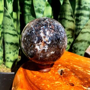 Black Opal Sphere W / Stand - From Madagascar - For Protecting One's Energy And Aura - Crystal Sphere - Protection Crystal
