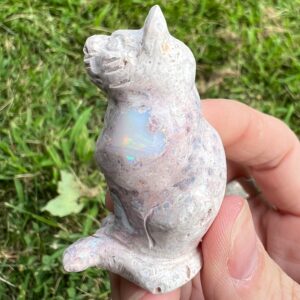Opal Cat Carving, Cat Figurine, Mexican Opal In Matrix, Cat Lady , Gift For Cat Lover, Home Decor, Carved Opal, Matrix Opal #5