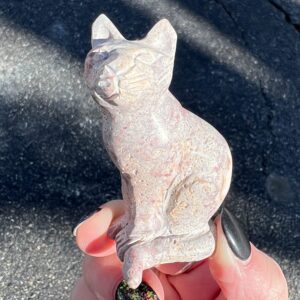 Opal Cat Carving, Kitty Figurine, Mexican Opal In Matrix, Crazy Cat Lady , , Gift For Daughter, Cat Lover #1