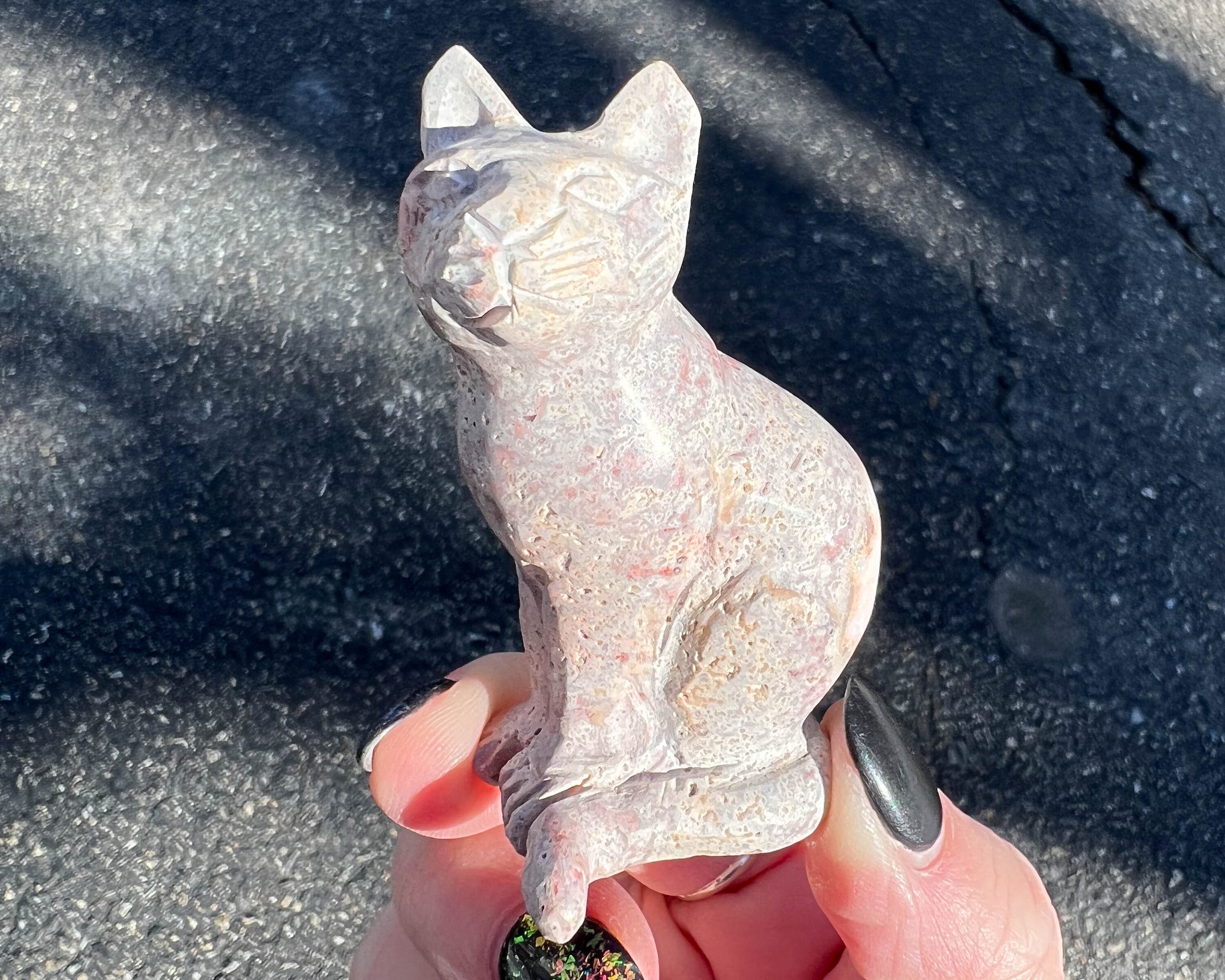 Opal Cat Carving, Kitty Figurine, Mexican Opal In Matrix, Crazy Cat Lady , , Gift For Daughter, Cat Lover #1