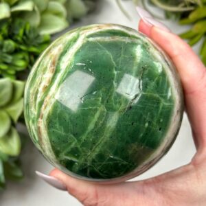 Chromium Green Opal Sphere | 76mm | - #1 (polished Crystal Ball, Heart Chakra, Healing Stone, Love)