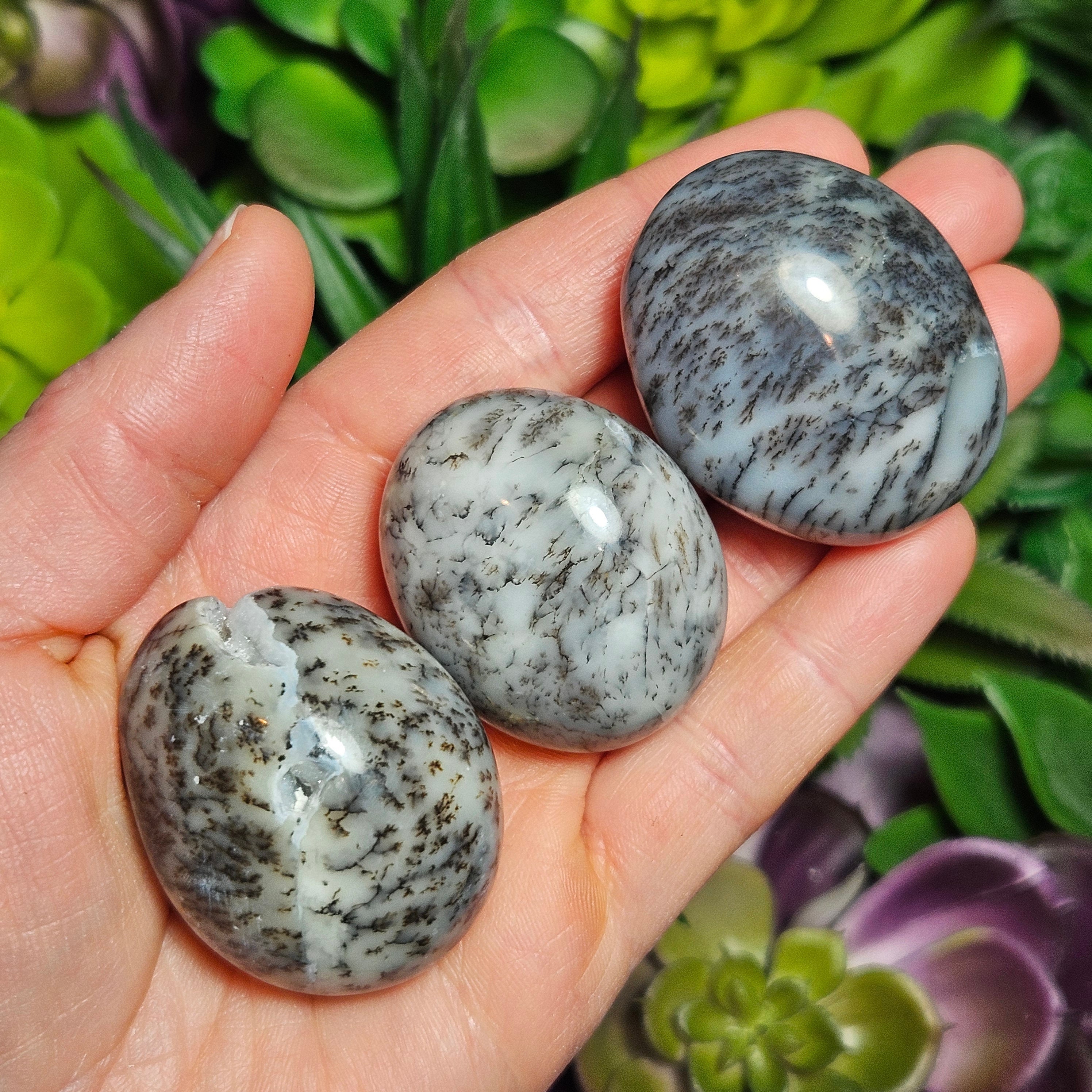 Dendritic Opal Crystal - Palm Stone - Polished Dendritic Opal - Dendritic Opal Stone - Natural Dendritic Opal - Dendritic Opal Gemstone