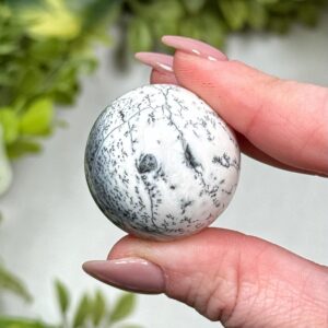 Dendritic Opal Sphere | 31g | - #11 (polished White Crystal Ball, Root Chakra, Grounding)