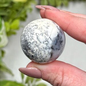 Dendritic Opal Sphere | 31g | - #7 (polished White Crystal Ball, Root Chakra, Grounding)