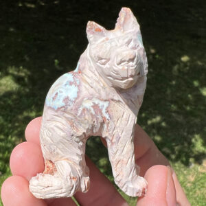 Hand Carved Mexican Fire Opal Wolf Figurine: Crystal Carving, Coyote Totem #7
