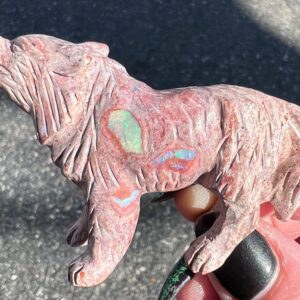 Hand Carved Mexican Fire Opal Wolf Figurine: Crystal Carving, Howling Coyote, October Birthstone #6