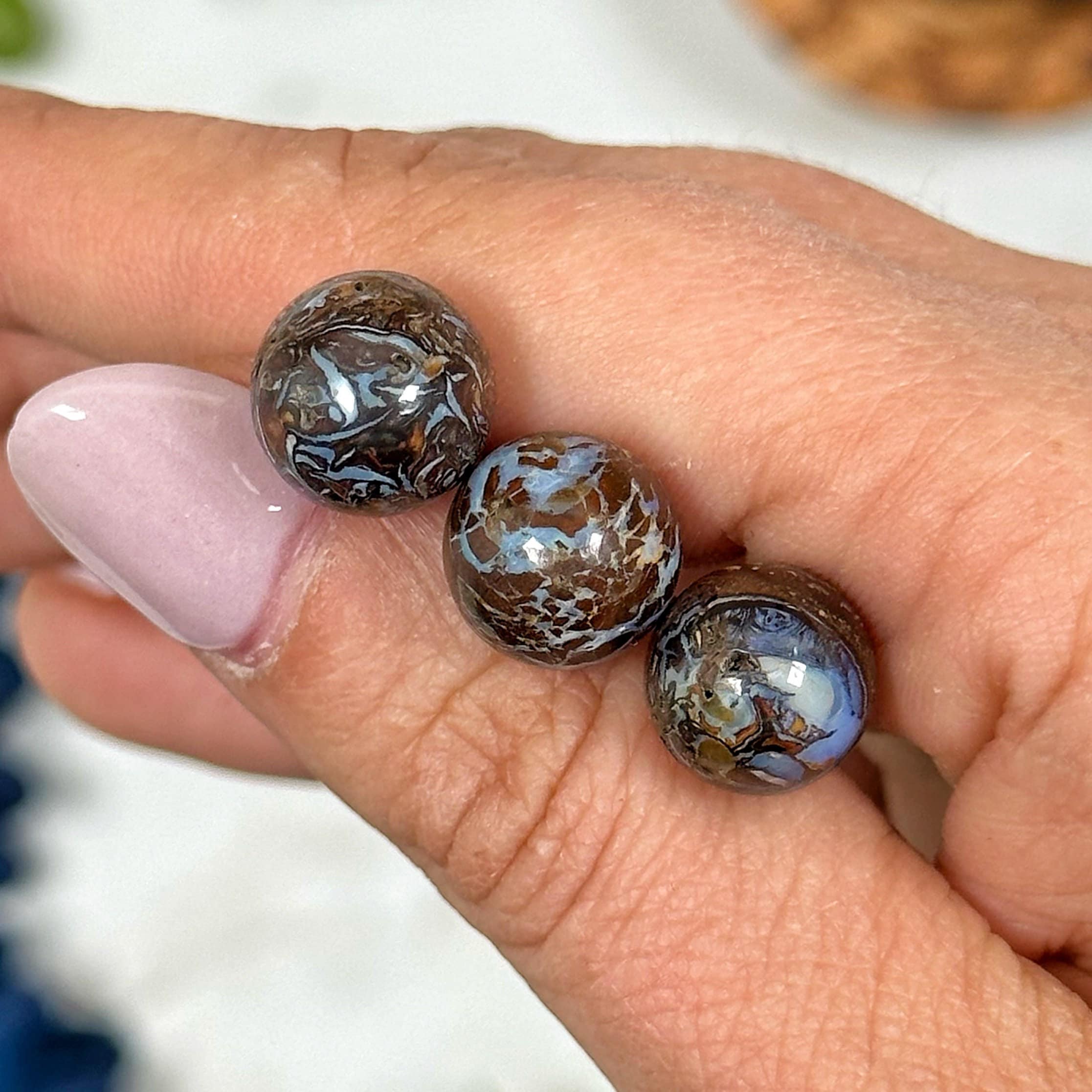 Boulder Opal Mini Sphere | S, M, L | - No. 538 (polished Rainbow Crystal Ball, All Chakras, Healing Stone)
