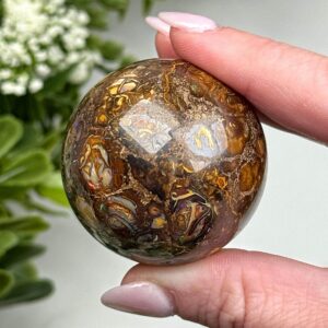 Boulder Opal Sphere | 41mm | - #3 (polished Rainbow Crystal Ball, All Chakras, Healing Stone)