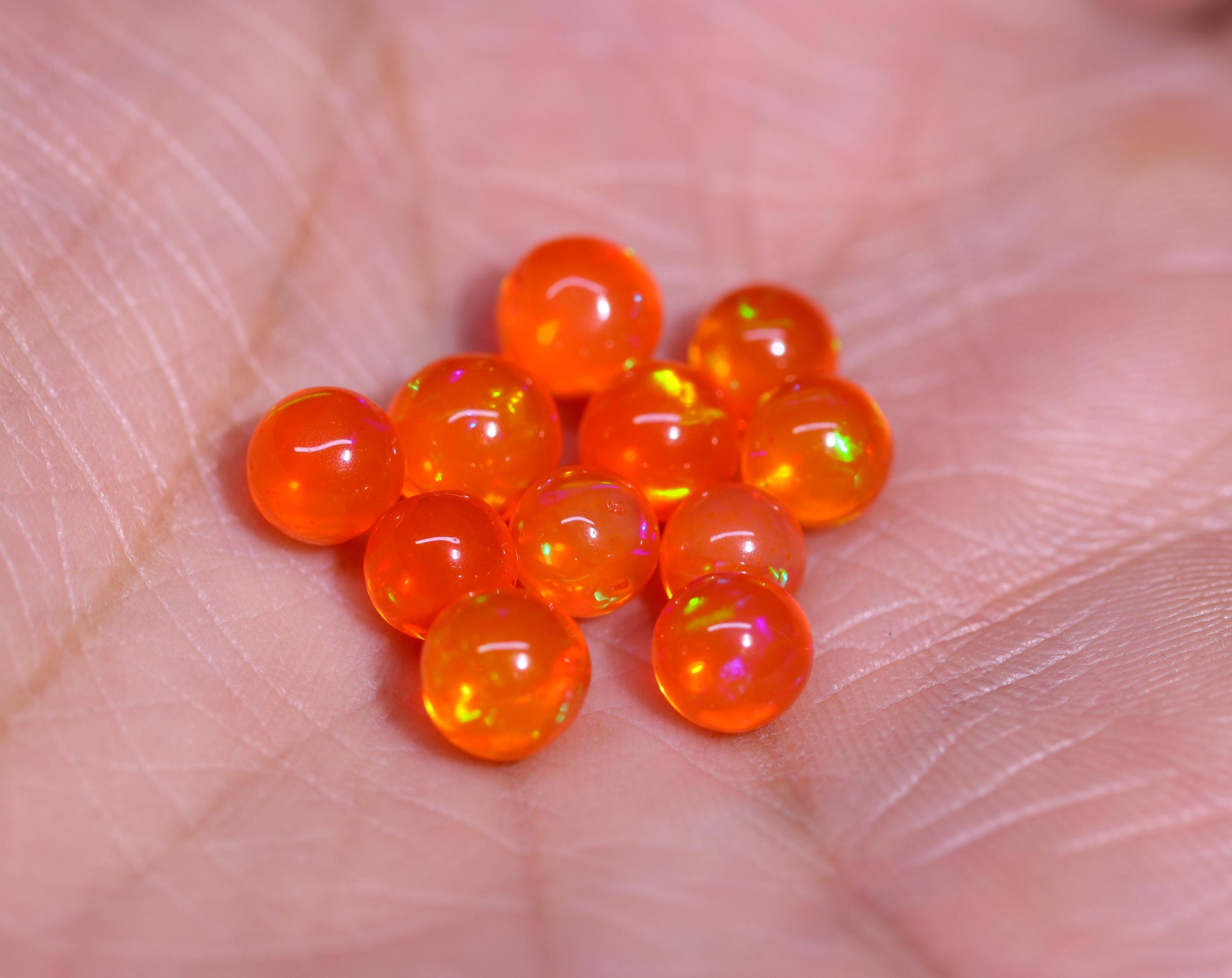 Mexican Fire Opal Sphere: 4-5 Mm Loose Smoked Opal Ball Best Father's Day Gift