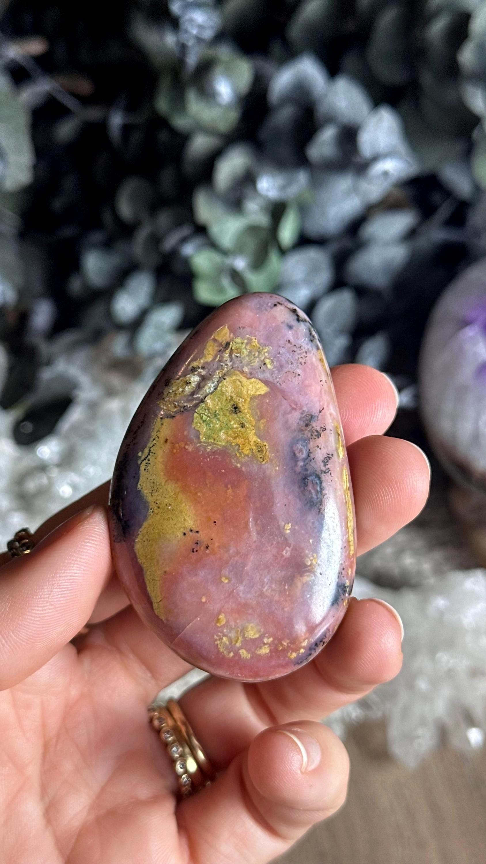 Pink Andean Opal Palm Stone
