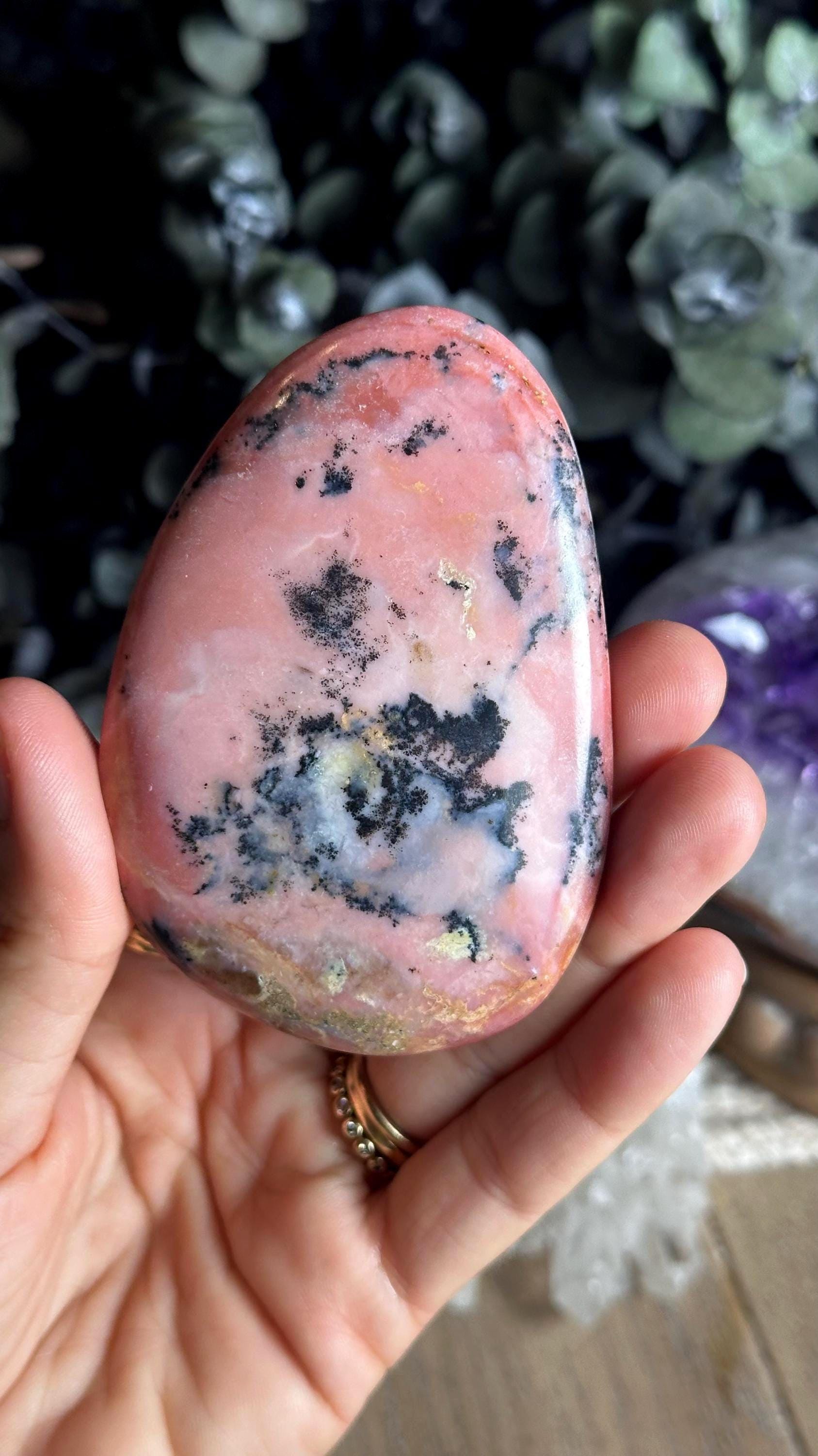 Pink Andean Opal Palm Stone