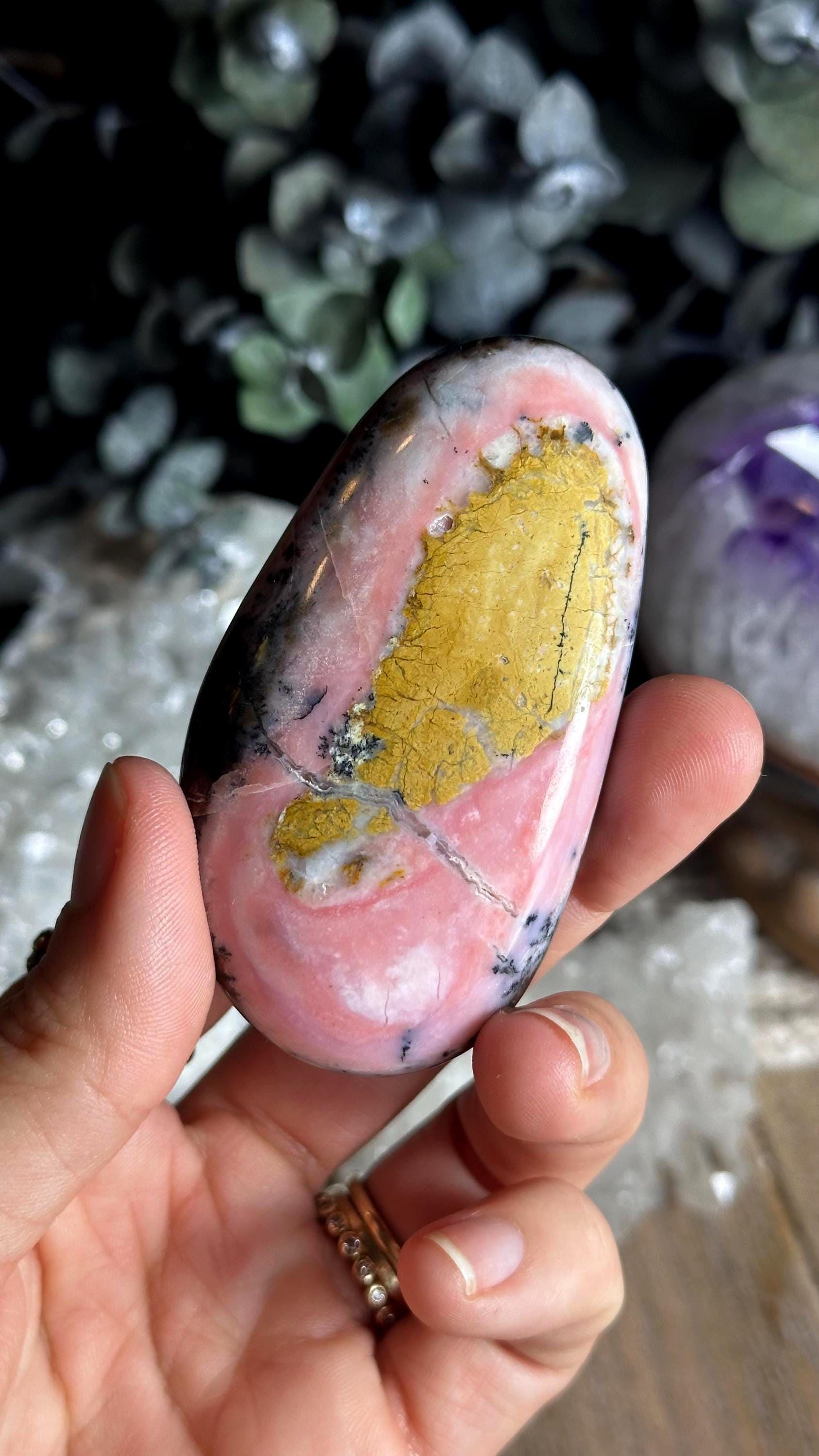 Pink Andean Opal Palm Stone