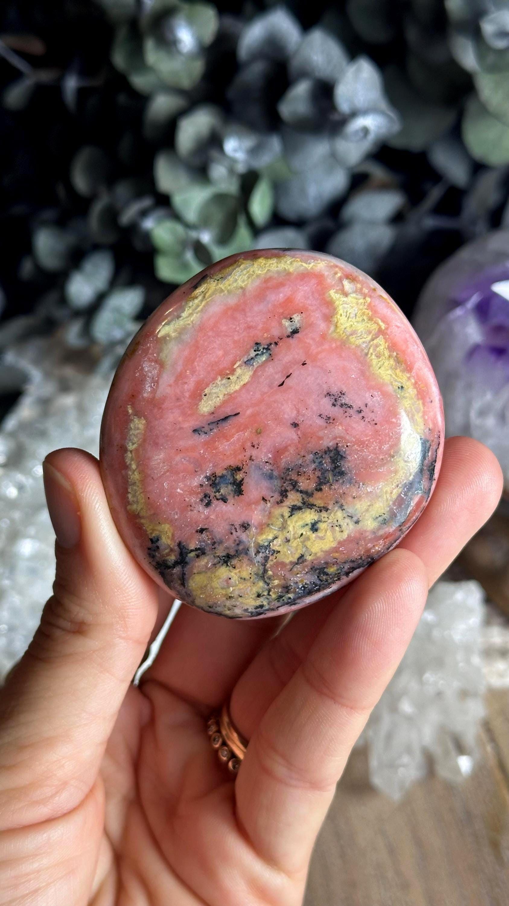 Pink Andean Opal Palm Stone