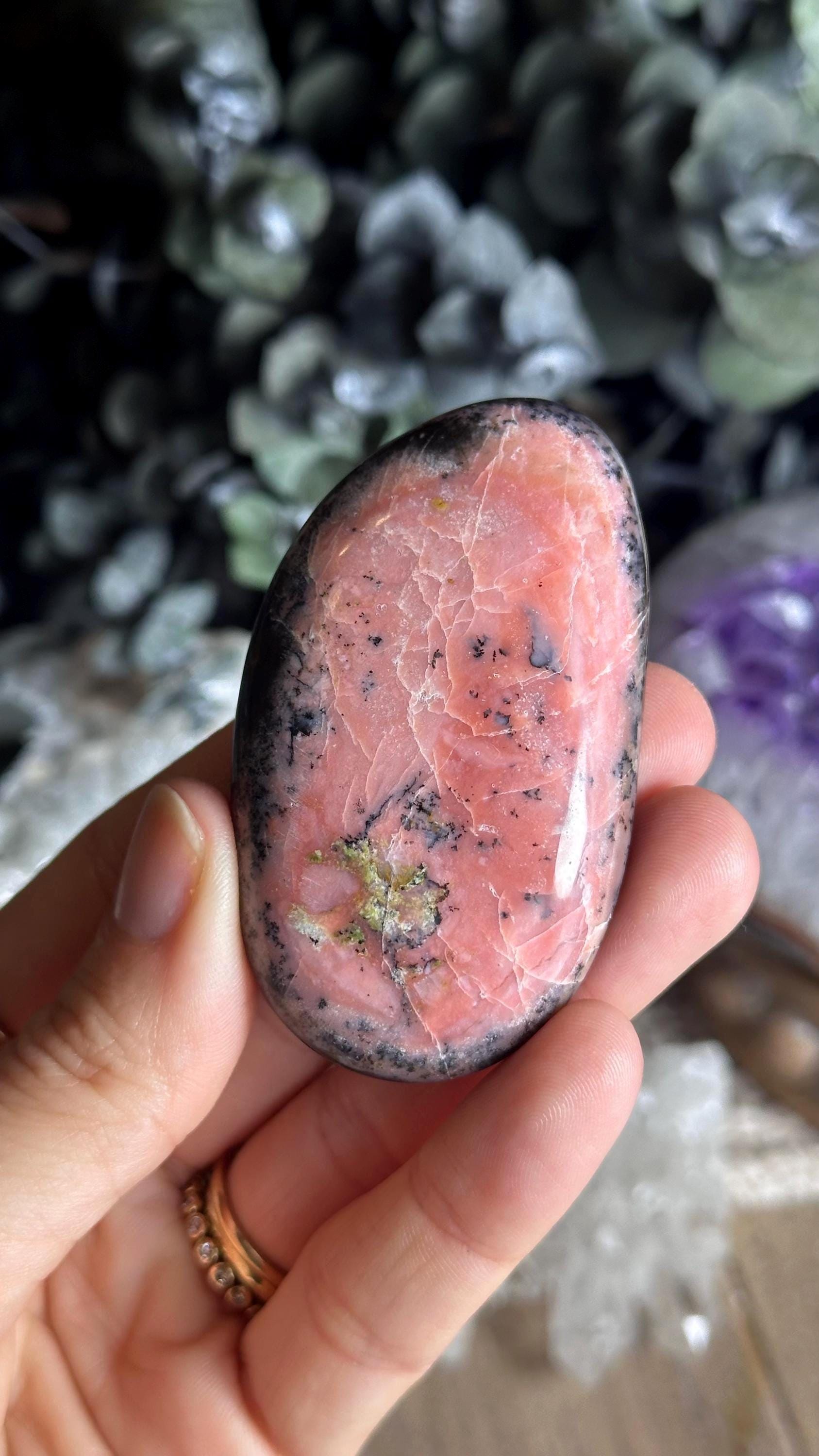 Pink Andean Opal Palm Stone