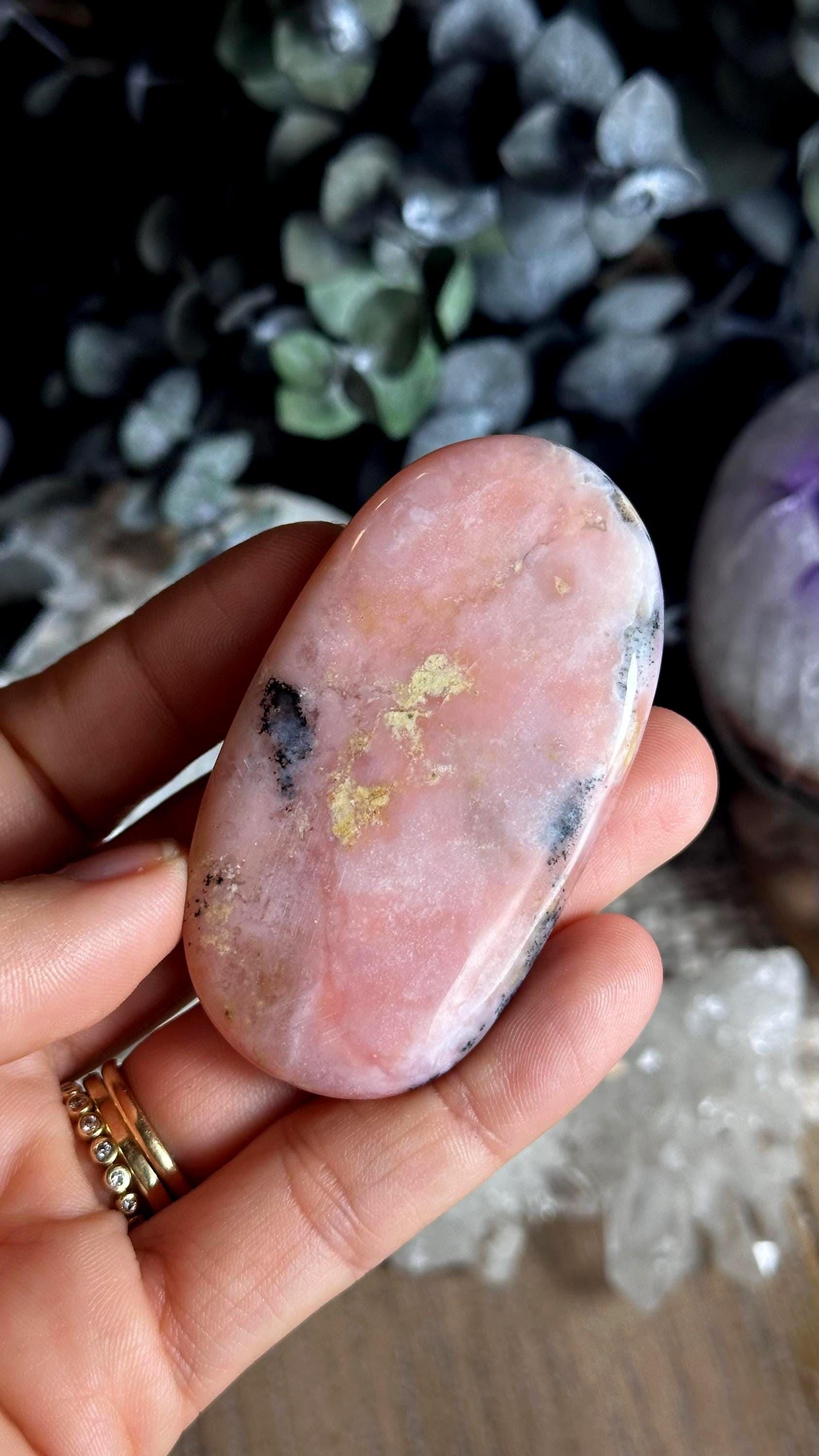 Pink Andean Opal Palm Stone