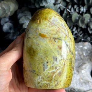 Polished Green Opal Standing Stone, Free Form