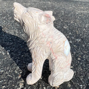 Opal Wolf Carving, Mexican Opal In Matrix, Howling Coyote Figurine, Crystal Wolf, October Birthday , Gemstone Spirit Animal #5