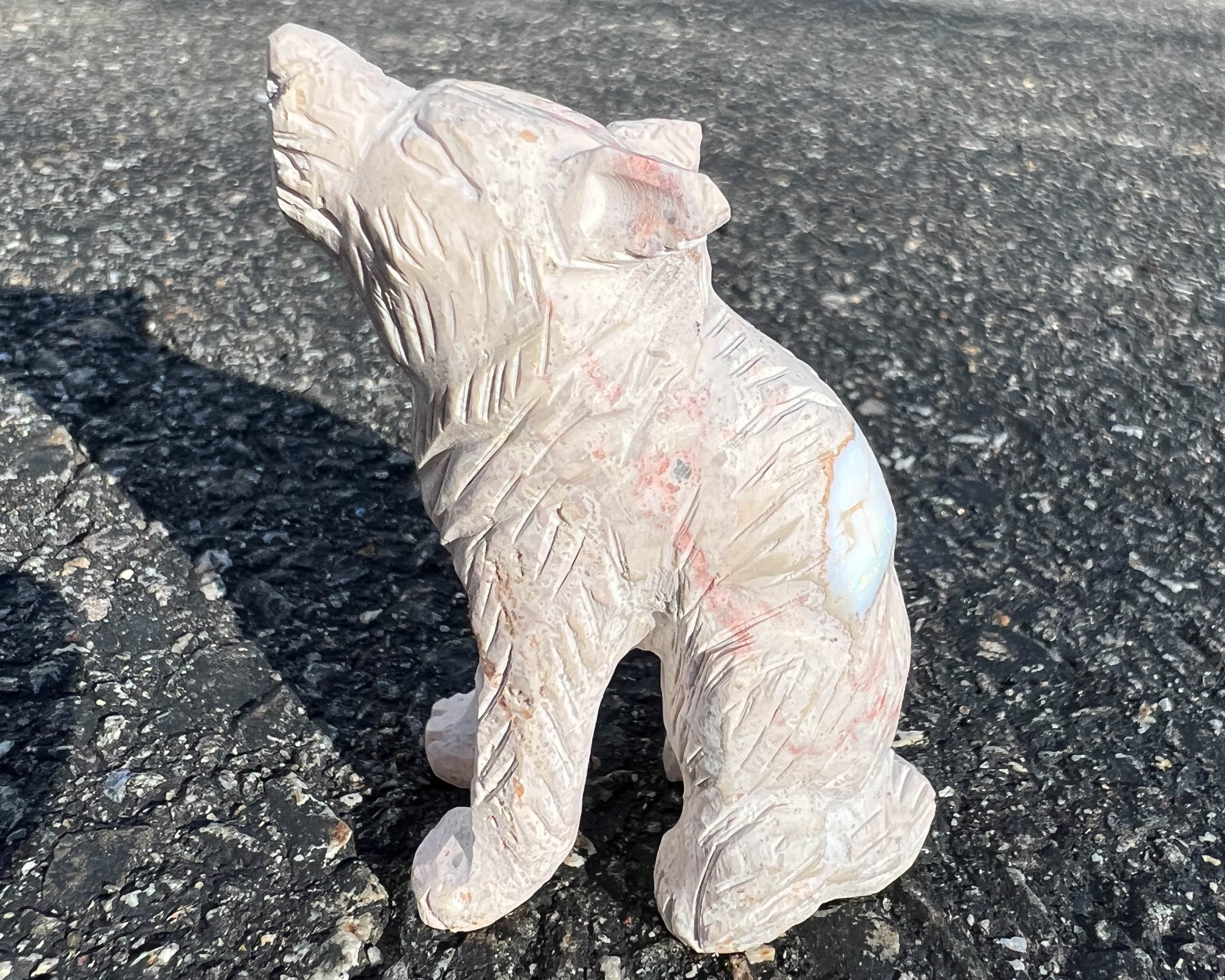 Opal Wolf Carving, Mexican Opal In Matrix, Howling Coyote Figurine, Crystal Wolf, October Birthday , Gemstone Spirit Animal #5