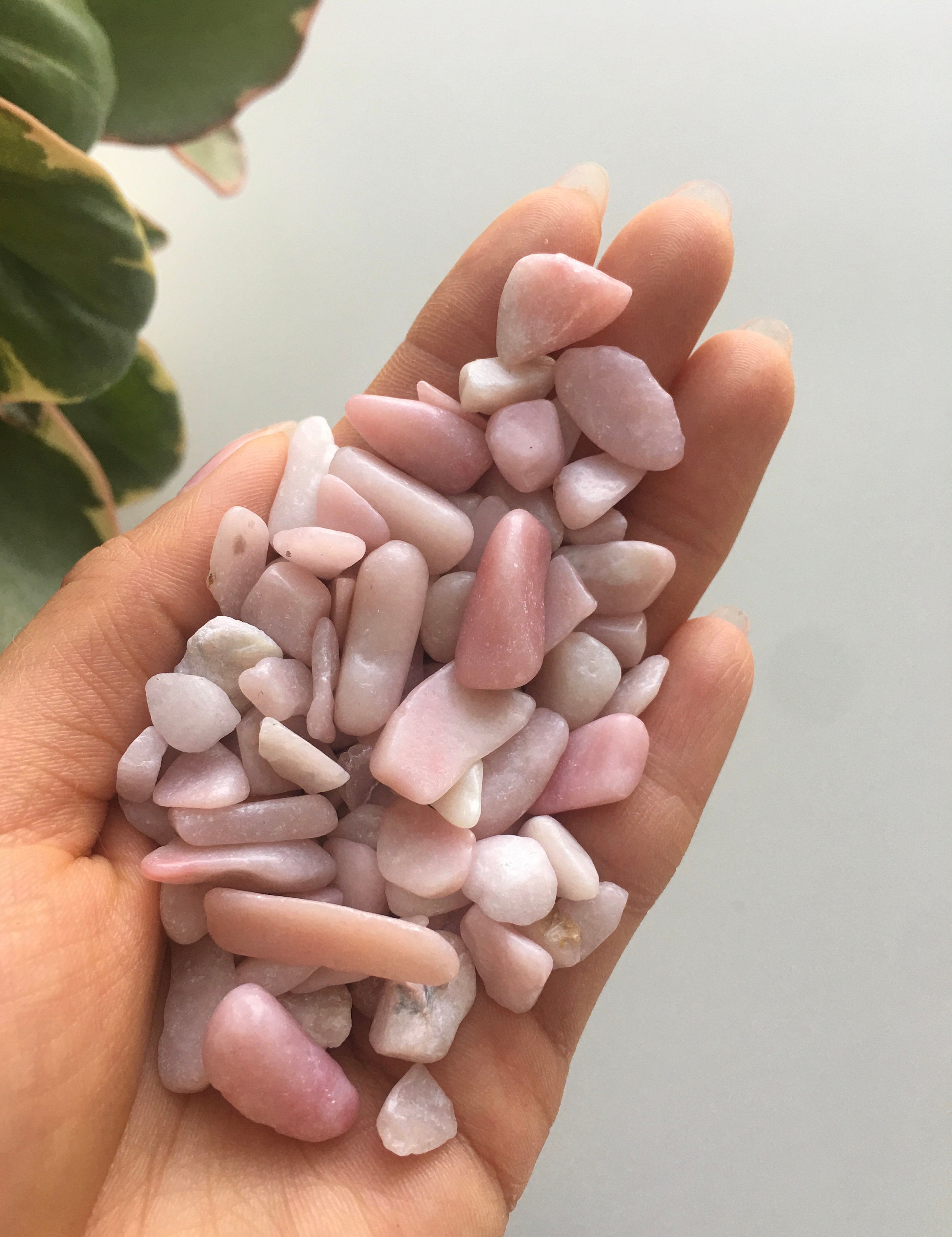 20g Tumbled Peruvian Pink Opal Chips, Mini Polished Stones