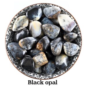 Black Opal Tumbled Stone, Natural Dark Gemstone For Intuition And Mystery, Wellness Gift
