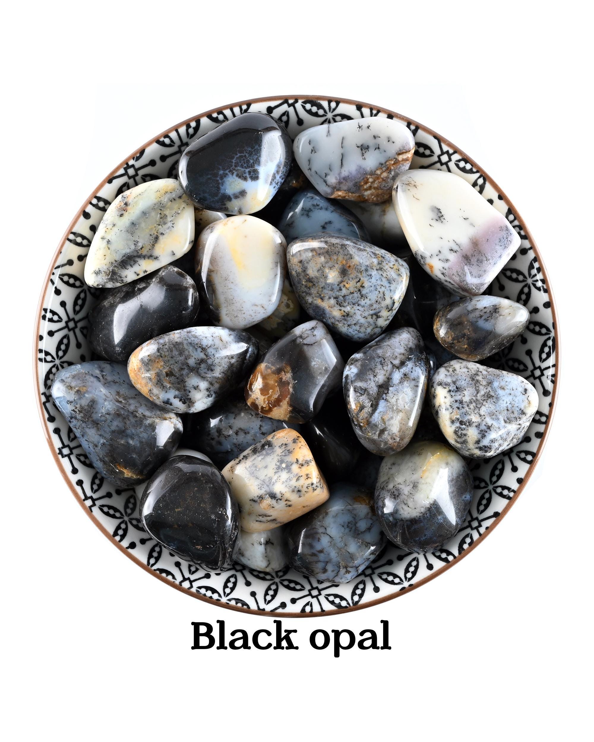 Black Opal Tumbled Stone, Natural Dark Gemstone For Intuition And Mystery, Wellness Gift